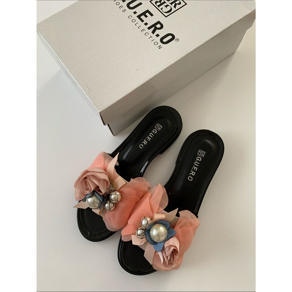 New GUERO Women’s Pink Floral Flip Flop Sandals Size 6